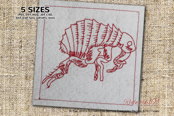 Flea Bluework: A Charming Bug Embroidery Design