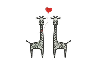Lover Giraffes Embroidery Design